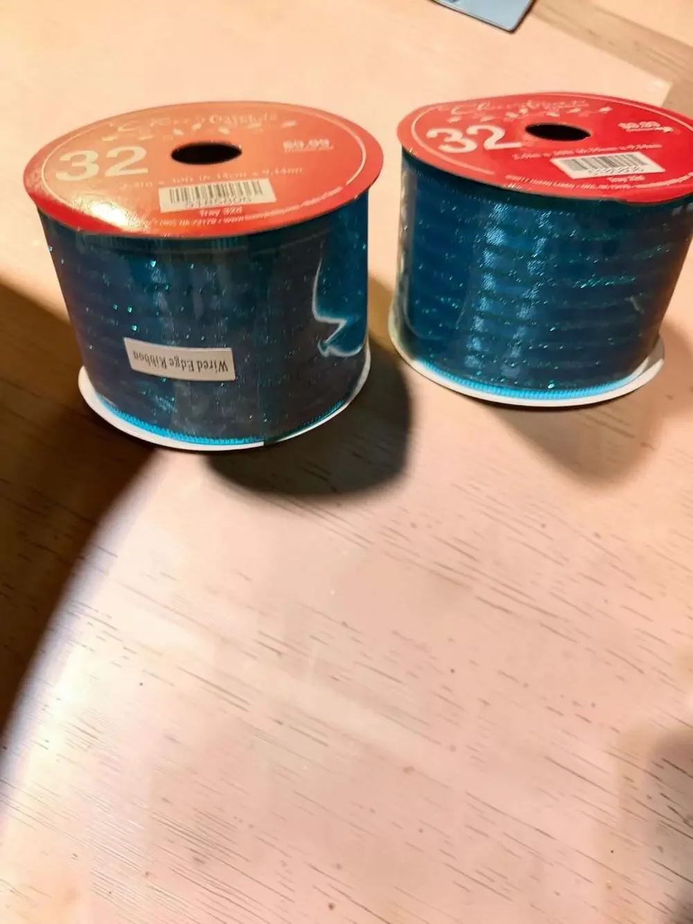 Hobby Lobby Christmas Wired Edge Glitter Ribbon, Blue, 2.5 inch x 30 feet